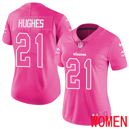 Minnesota Vikings #21 Limited Mike Hughes Pink Nike NFL Women Jersey Rush Fashion->women nfl jersey->Women Jersey